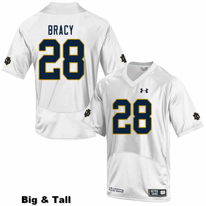 Men's NCAA Notre Dame Fighting Irish #28 TaRiq Bracy Stitched College Under Armour Authentic White Big & Tall Football Jersey YE10C14CQ